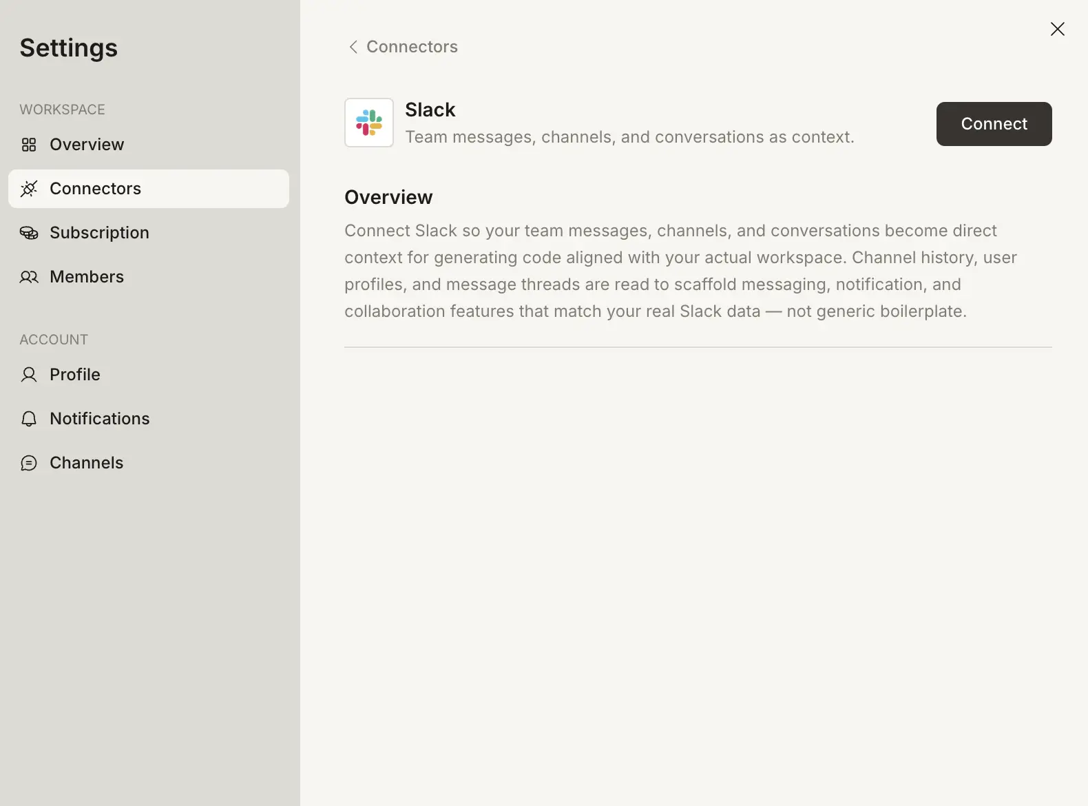 Connect Slack from Rocket Settings Channels