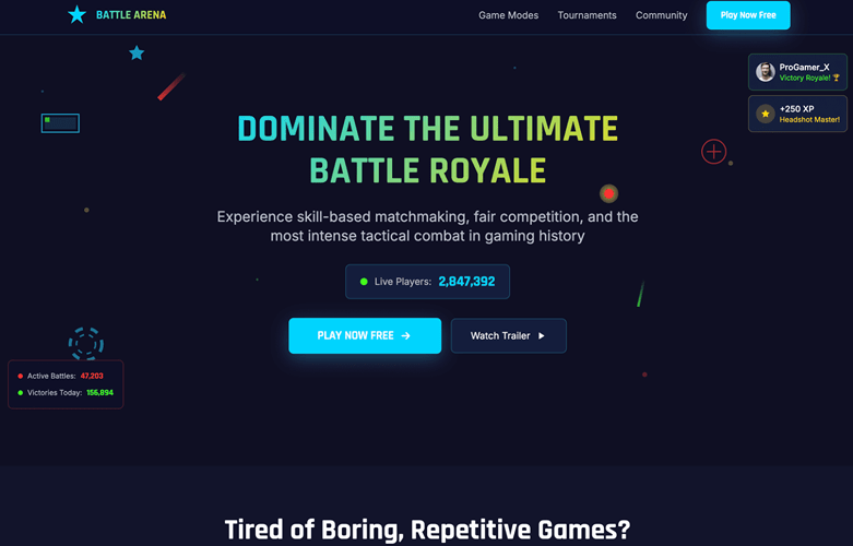 Landing page template preview